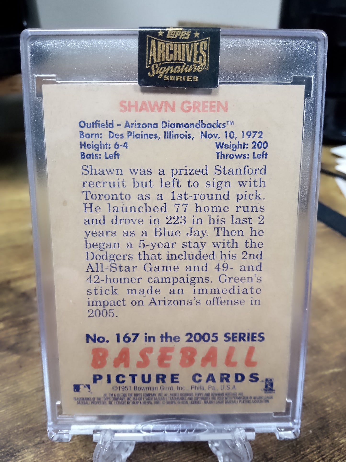 2022 Topps Archives Signatures * Shawn Green * #29/44 Auto 05 Bowman Heritage #167