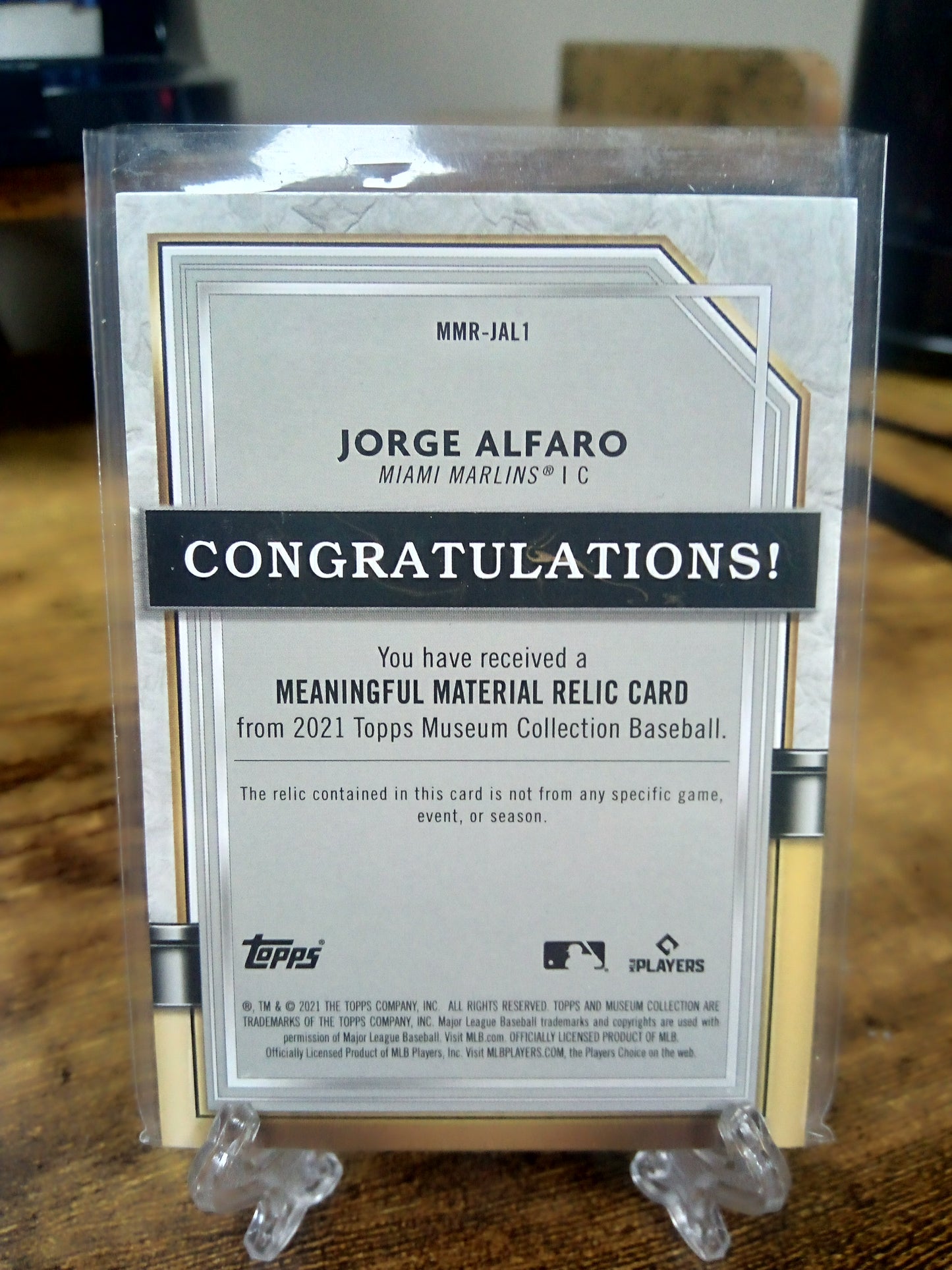 2021 Topps Museum * Jorge Alfaro * #25/35 Meaningful Material Copper #MMR-JAL1