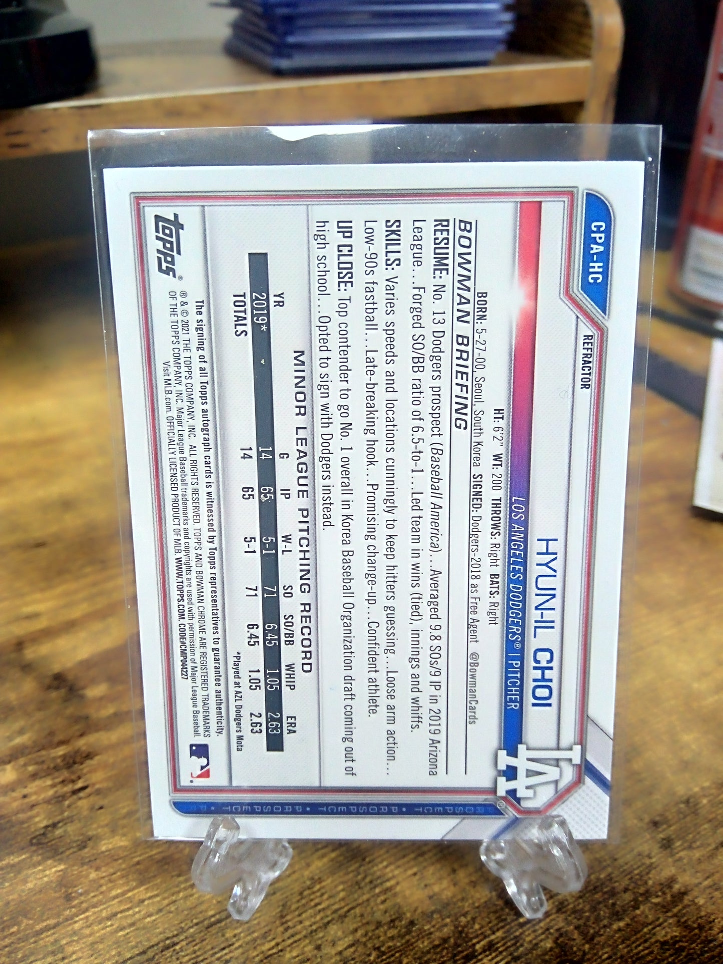 2021 Bowman Chrome * Hyun-Il CHoi * #377/499 1st Bowman Refractor Auto #CPA-HC