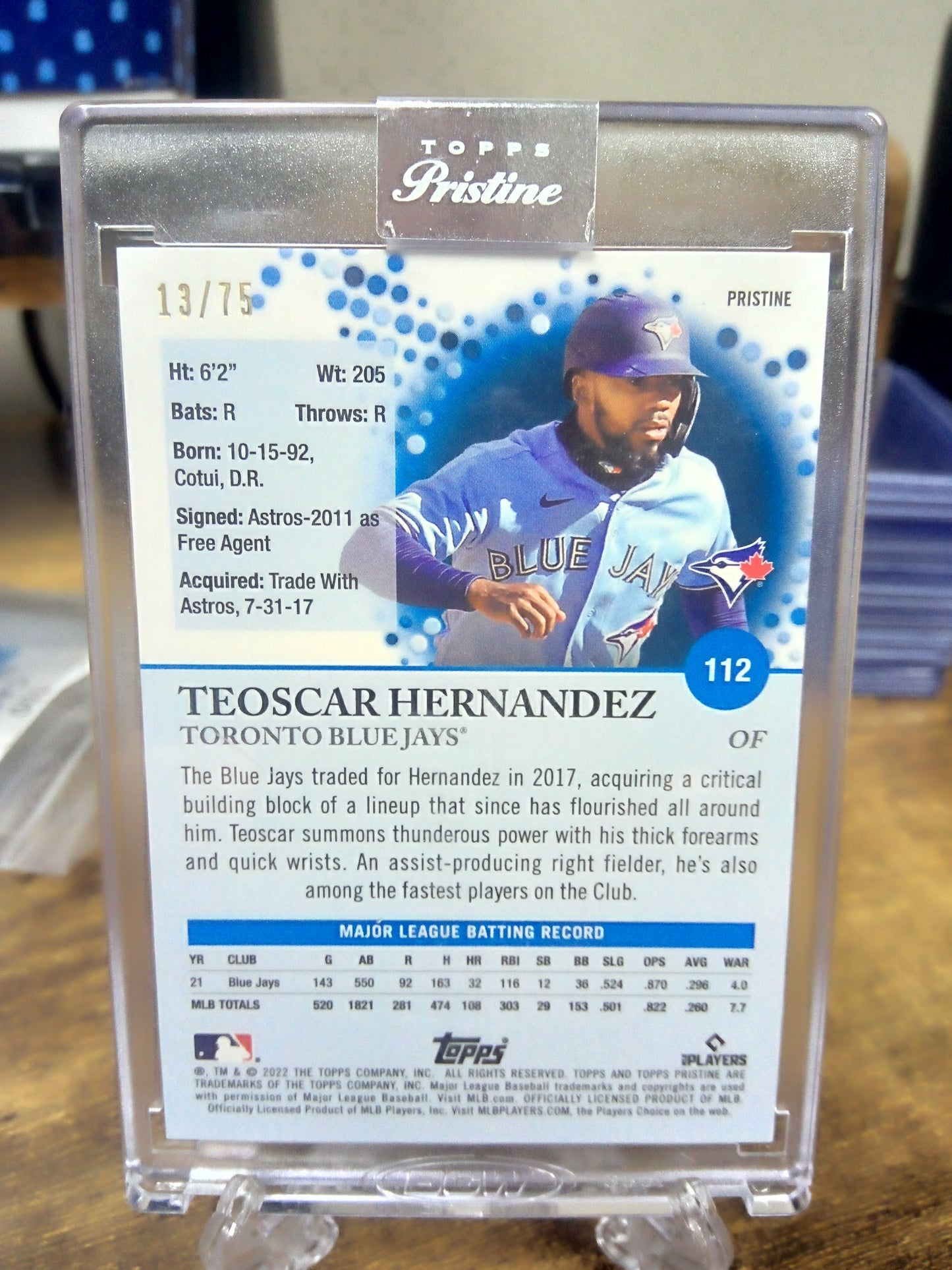 2022 Topps Pristine * Teoscar Hernandez * #13/75 Encased Blue #112