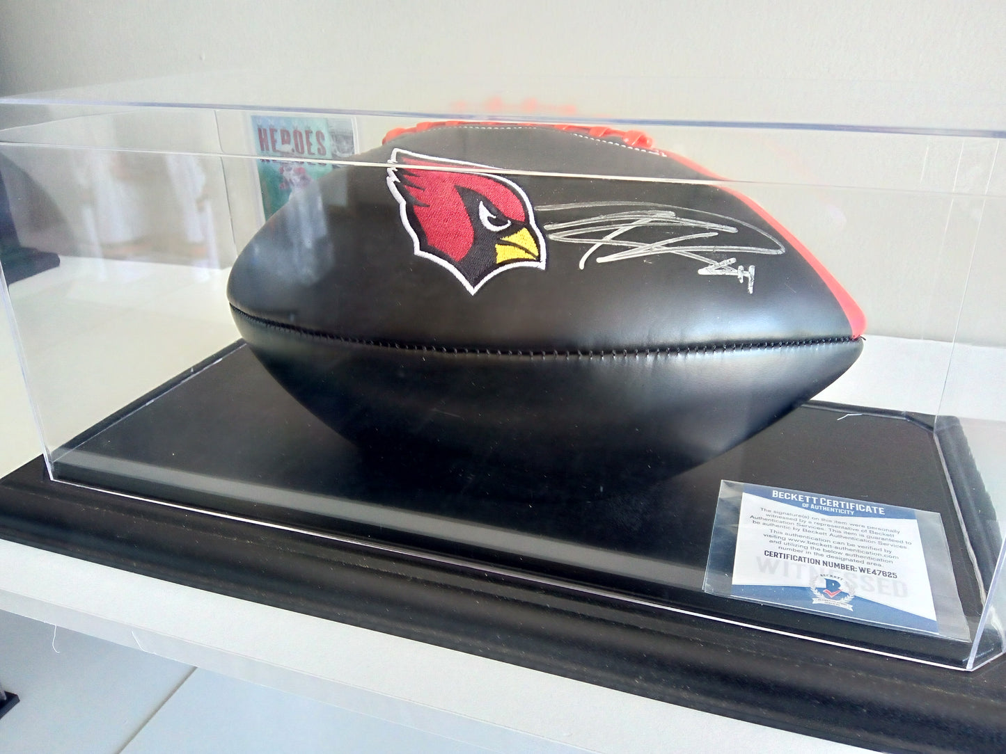 Kenyan Drake Signed Cardinals Football(Black) In Display - Beckett