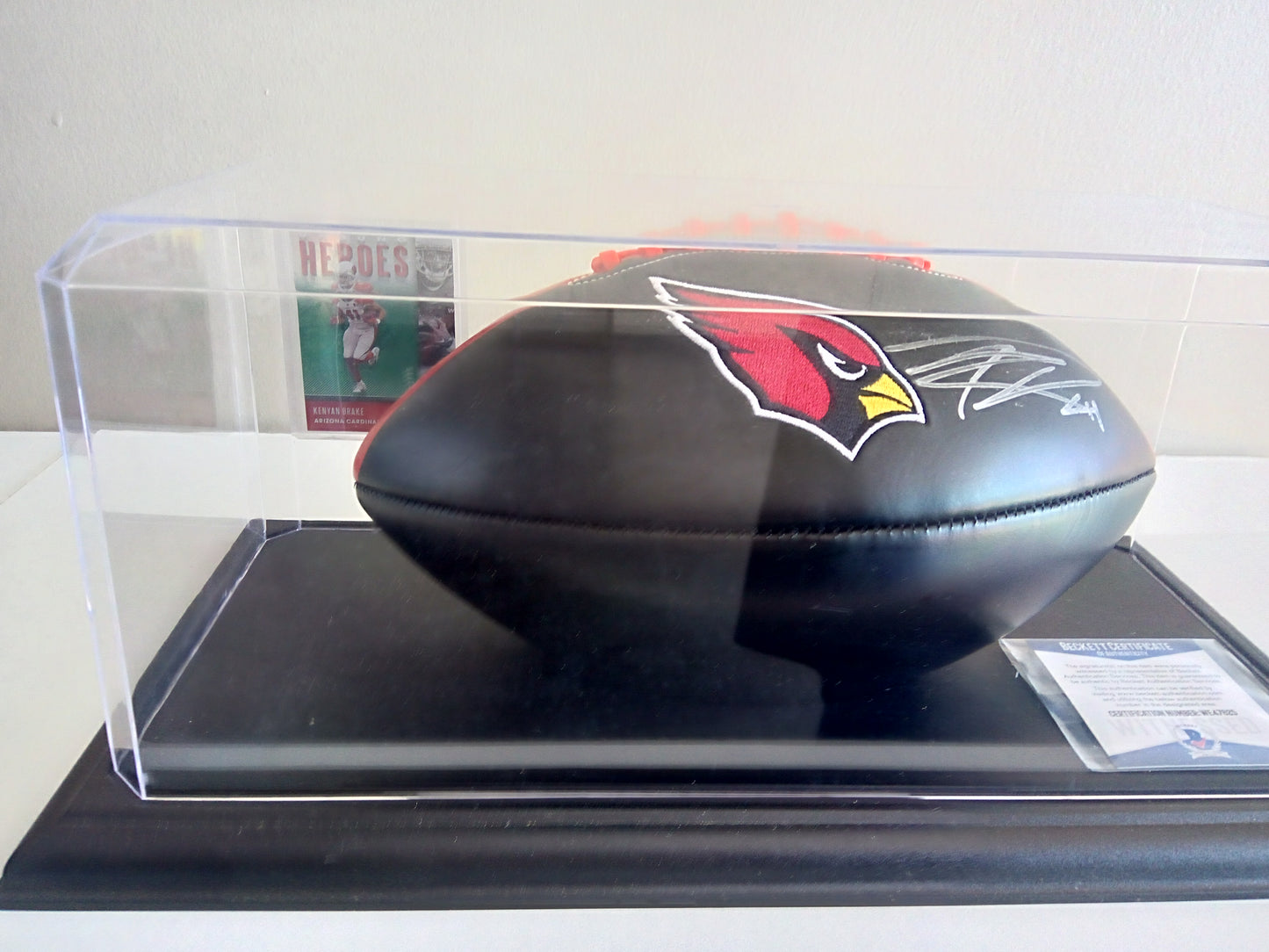 Kenyan Drake Signed Cardinals Football(Black) In Display - Beckett