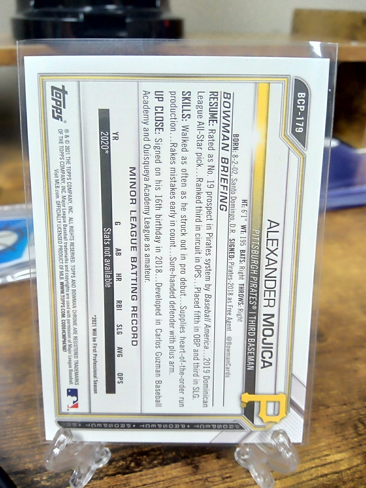 2021 Bowman Chrome * Alexander Mojica * #67/75 1st Bowman Orange #BCP-179