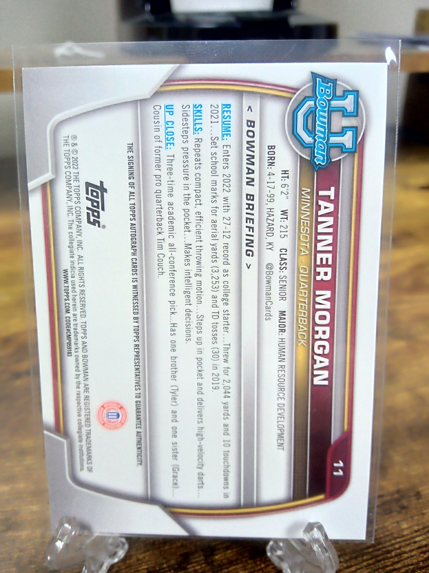 2022 Bowman U Chrome * Tanner Morgan * 1st Auto #11