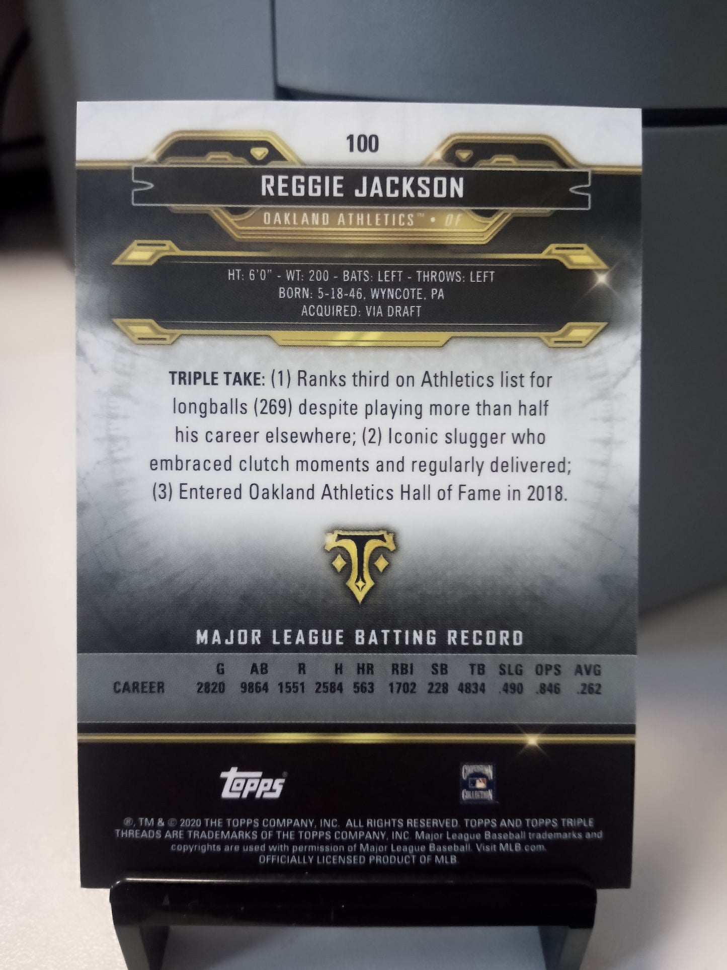 2020 Topps Triple Threads * Reggie Jackson * #44/50 Onyx #100