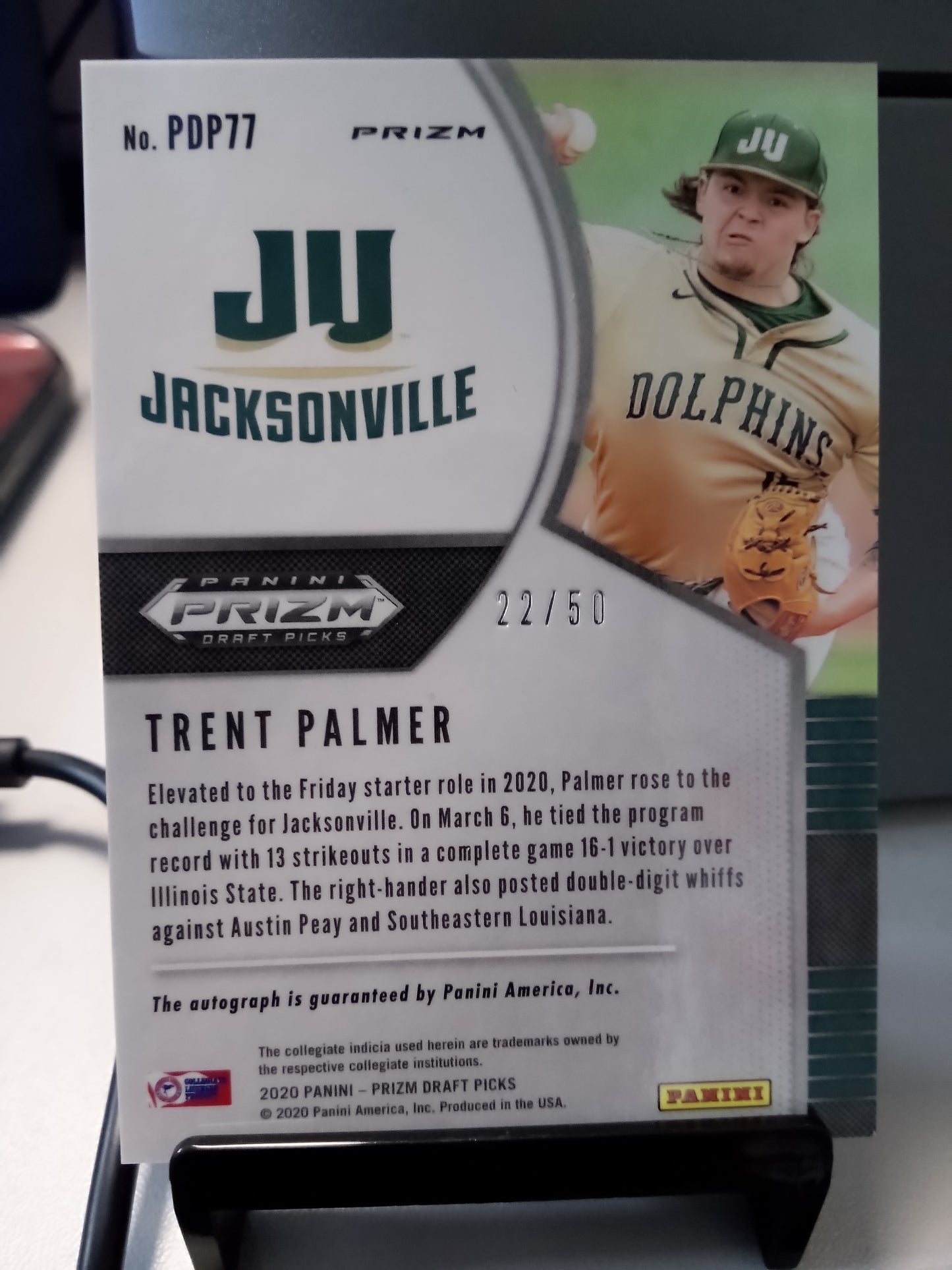 2020 Panini Prizm Draft Picks * Trent Palmer * #22/50 Red Prizm Auto #PDP77