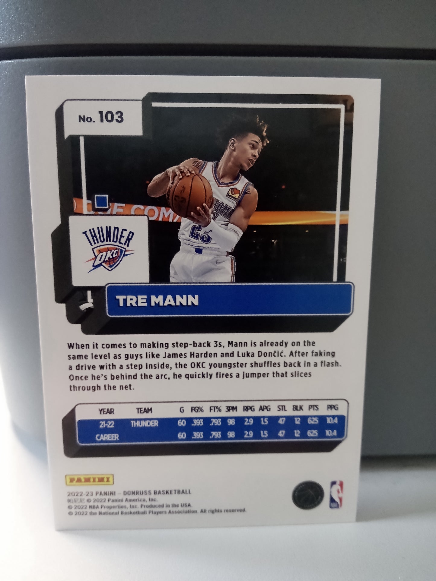 2022-23 Panini Donruss * Tre Mann * #13/15 Holo Red and Blue Laser #103