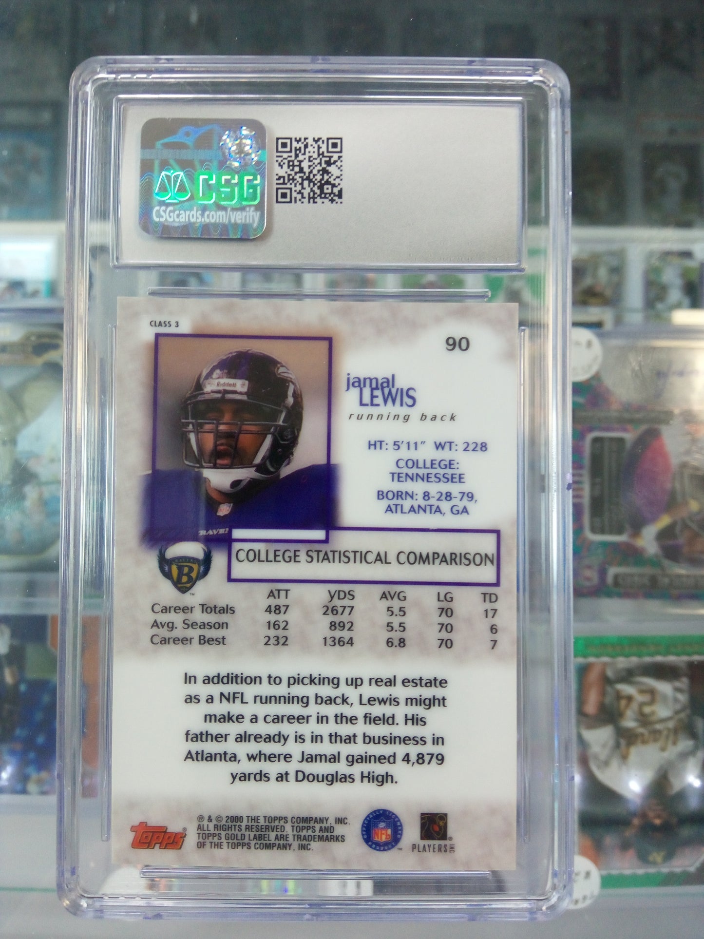2000 Topps Gold Label * Jamal Lewis * Class 3 Rookie #90 * CSG 9.5