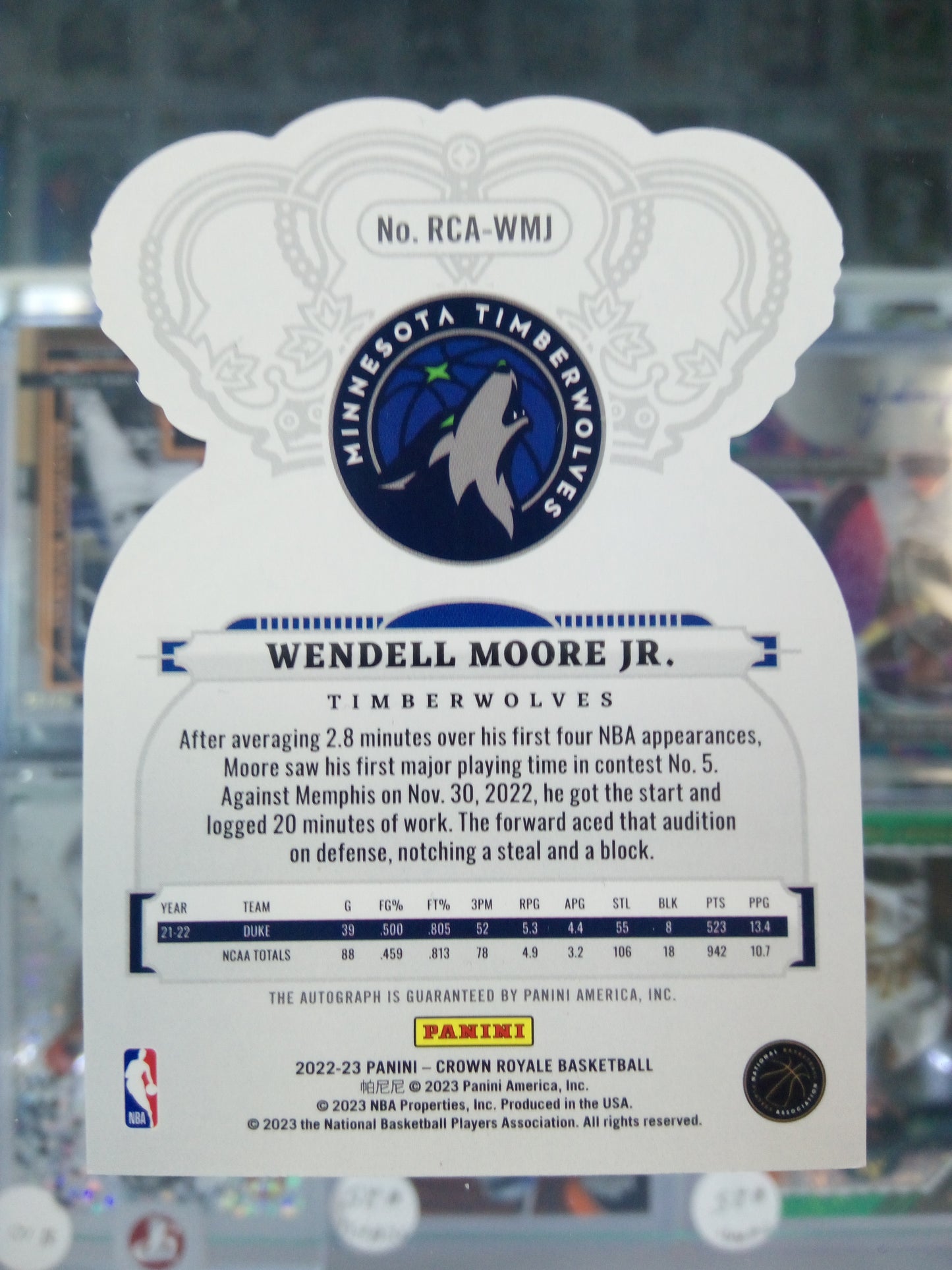 2022-23 Panini Crown Royale * Wendell Moore Jr * #16/35 RC Auto Red #RCA-WMJ