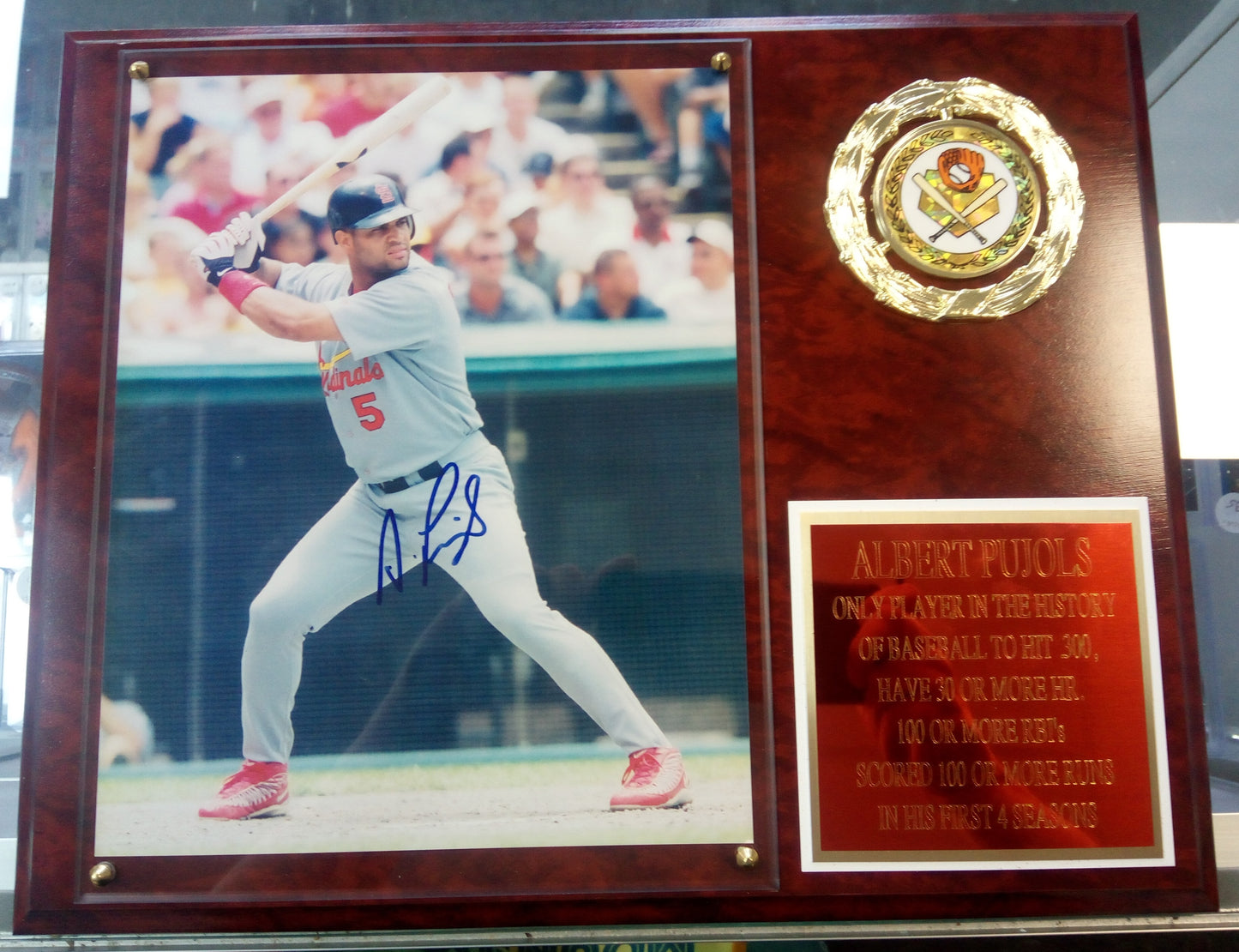 Albert Pujols Signed 8x10 Photo St Louis Cardinals * Custom Wood Plaque