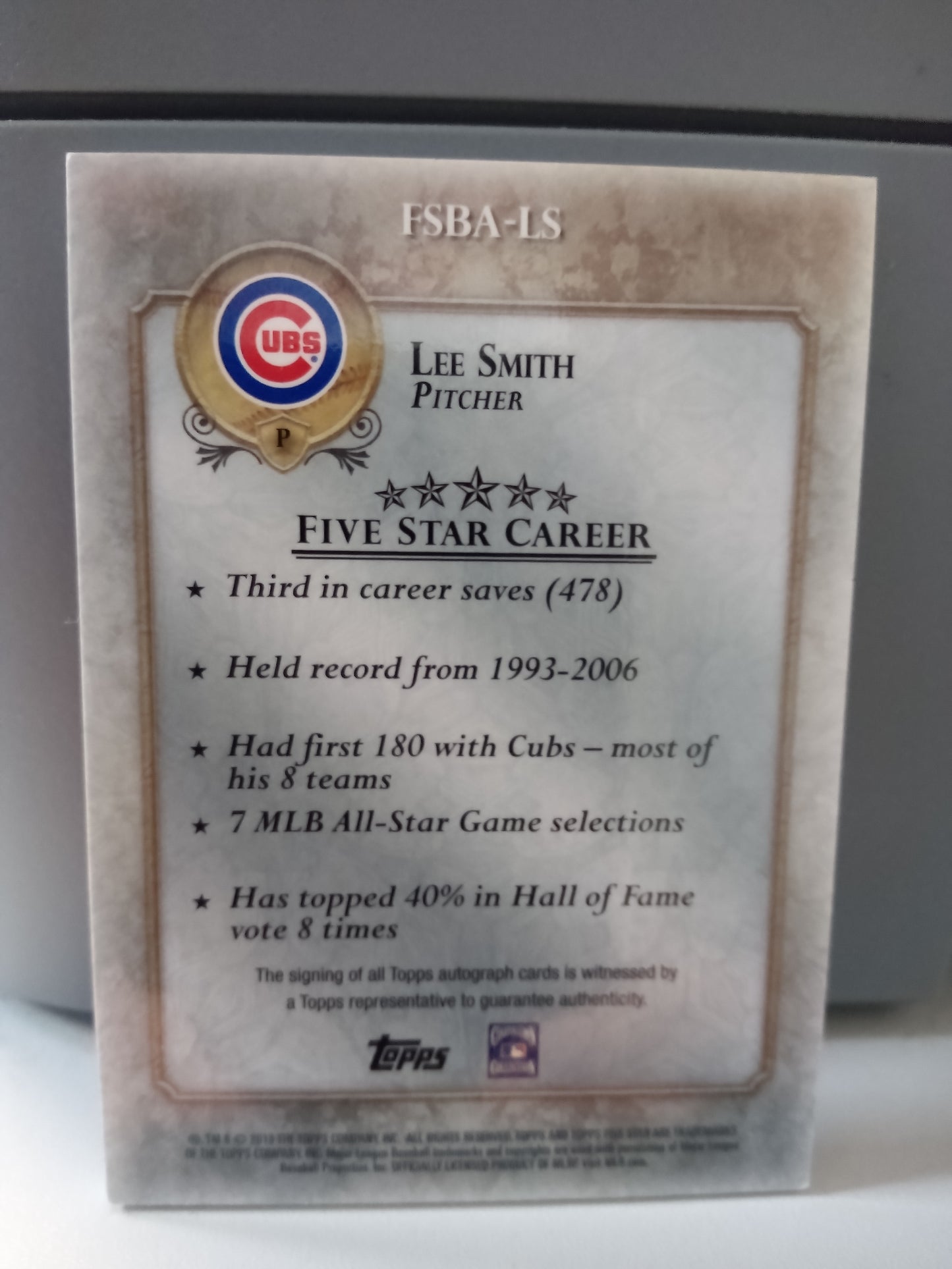 2013 Topps Five Star * Lee Smith * #111/386 Auto #FSBA-LS