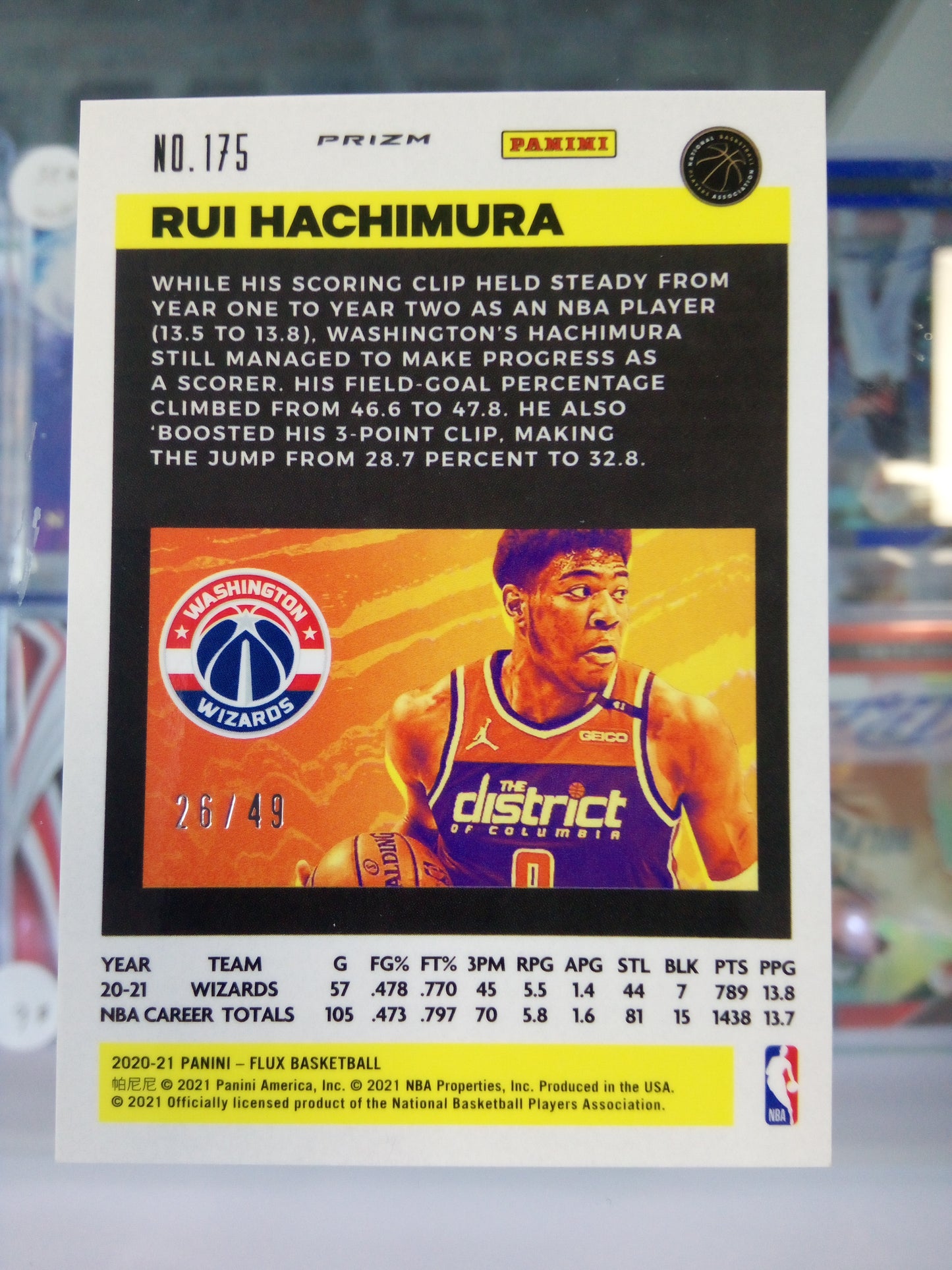 2020-21 Panini Flux * Rui Hachimura * #26/49 Solar Eclipse Prizm #175