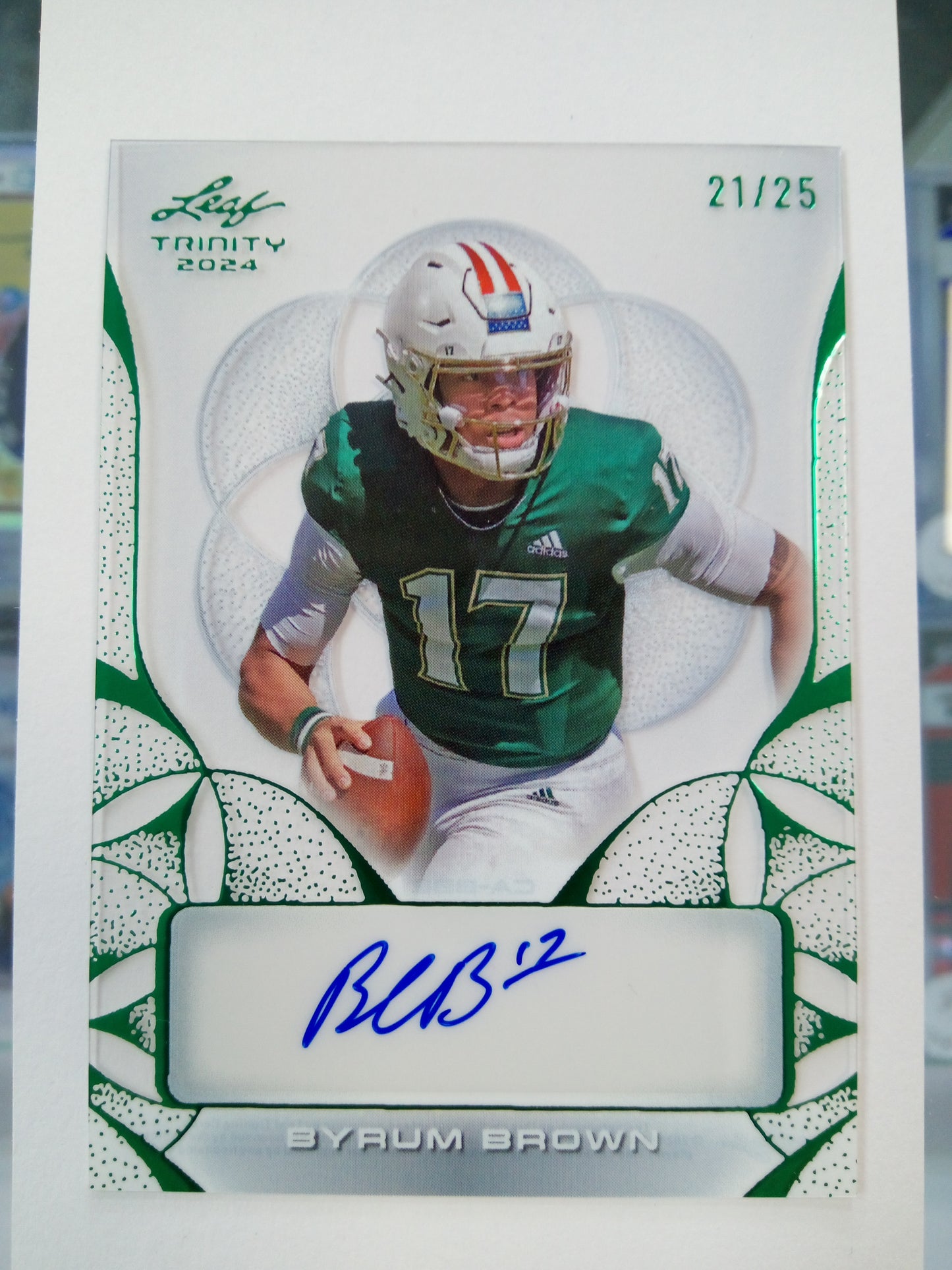 2024 Leaf Trinity * Byrum Brown * #21/25 Clear Auto Green #CA-BB2
