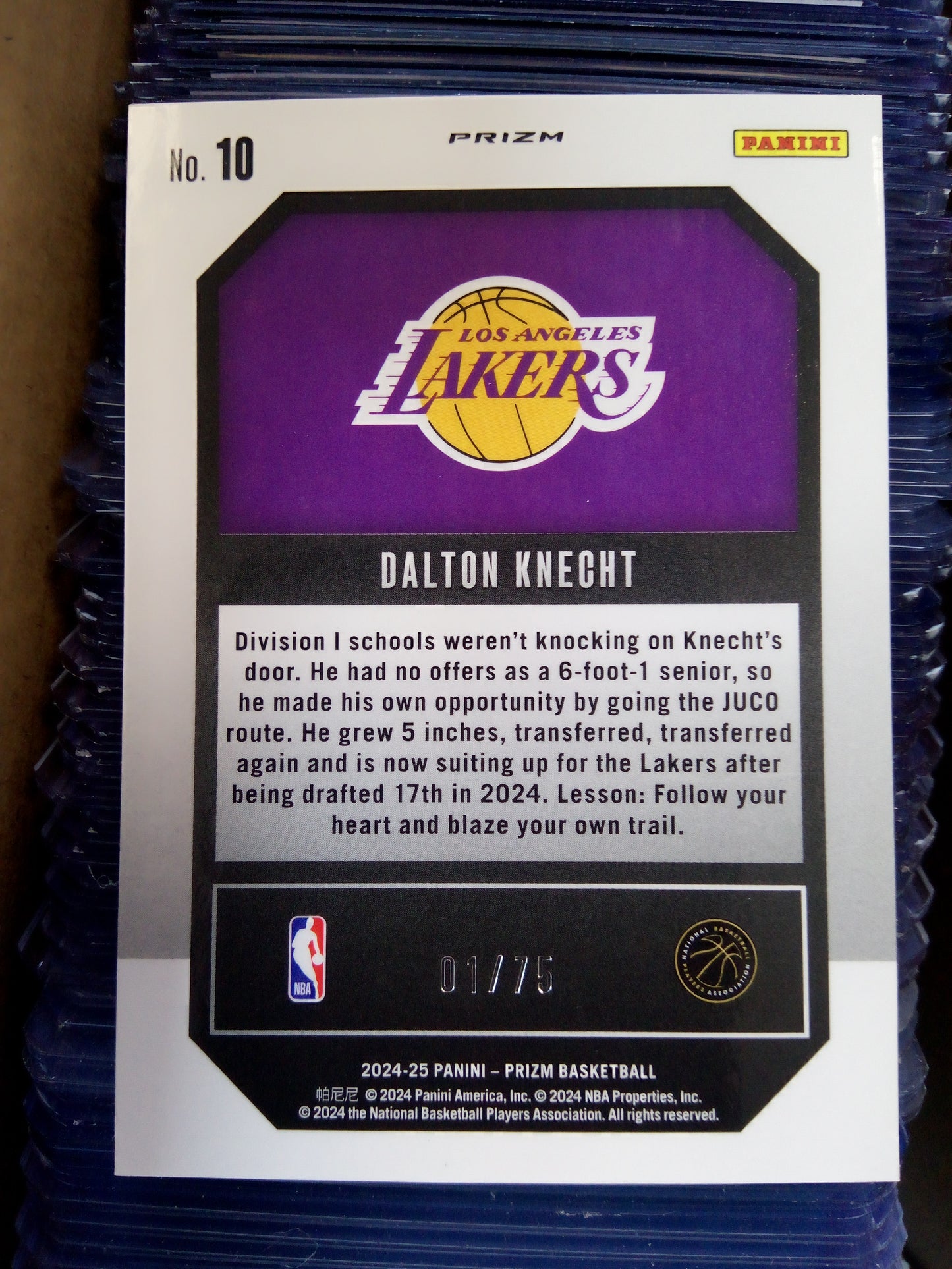 2024-25 Panini Prizm * Dalton Knecht * #01/75 Red Pulsar Emergent RC #10
