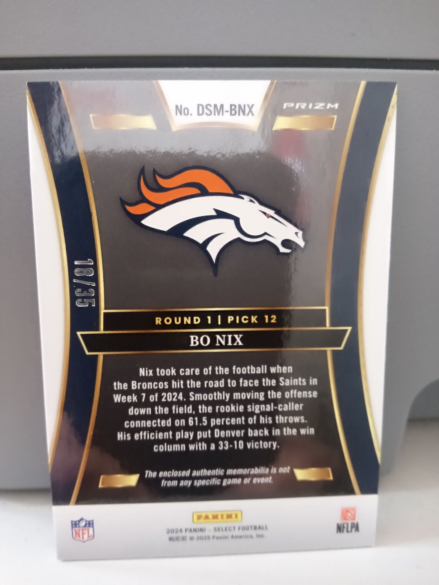 2024 Panini Select * Bo Nix * #18/35 Draft Selections Blue Prizm #DSM-BNX