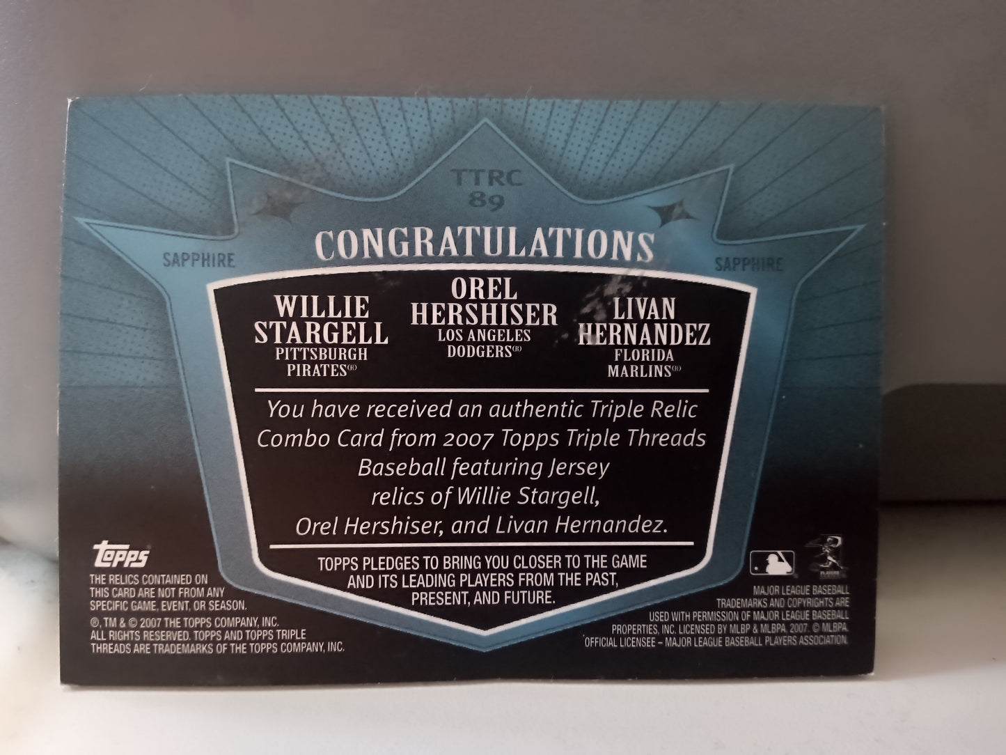 2007 Topps Triple Threads * #3/3 MVP Triple Relic #TTRC-89