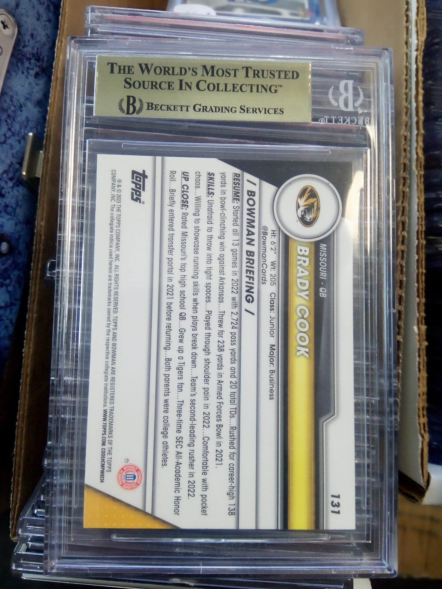 2023 Bowman U Chrome Sapphire * Brady Cook * 1st Bowman #131 * BGS