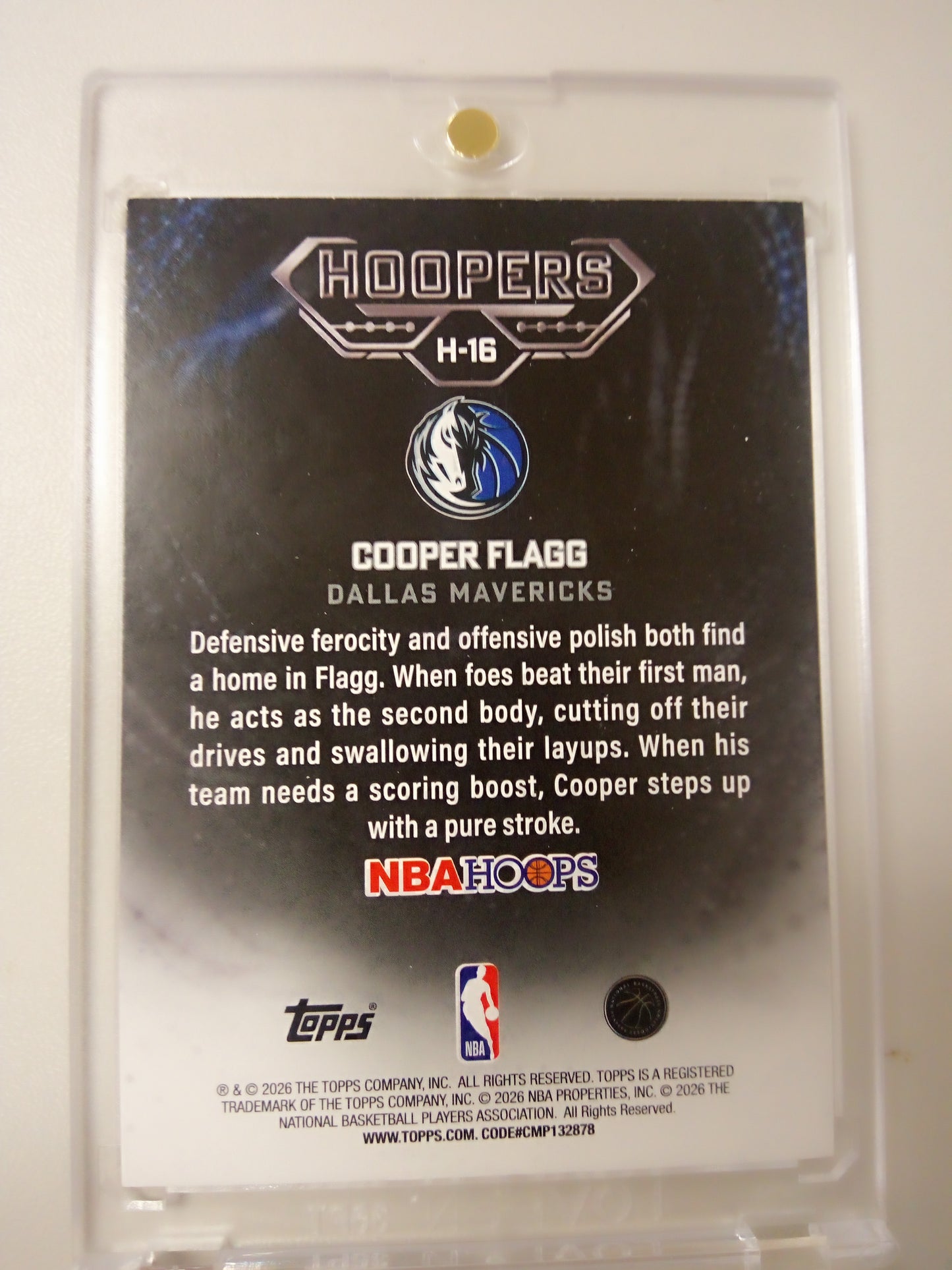 2025-26 NBA Hoops * Cooper Flagg * #76/99 Purple Picel Hoopers RC #H-16