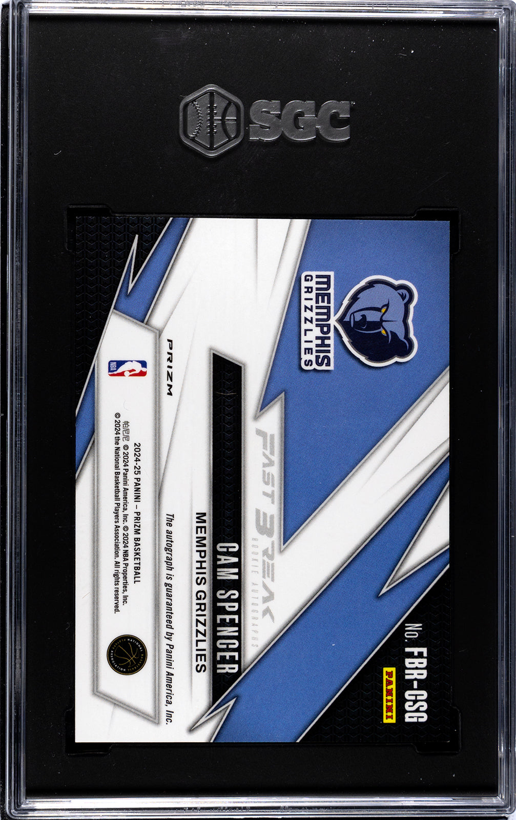2024-25 Panini Prizm * Cam Spencer * Fast Break Rookie Auto #FBR-CSG * SGC