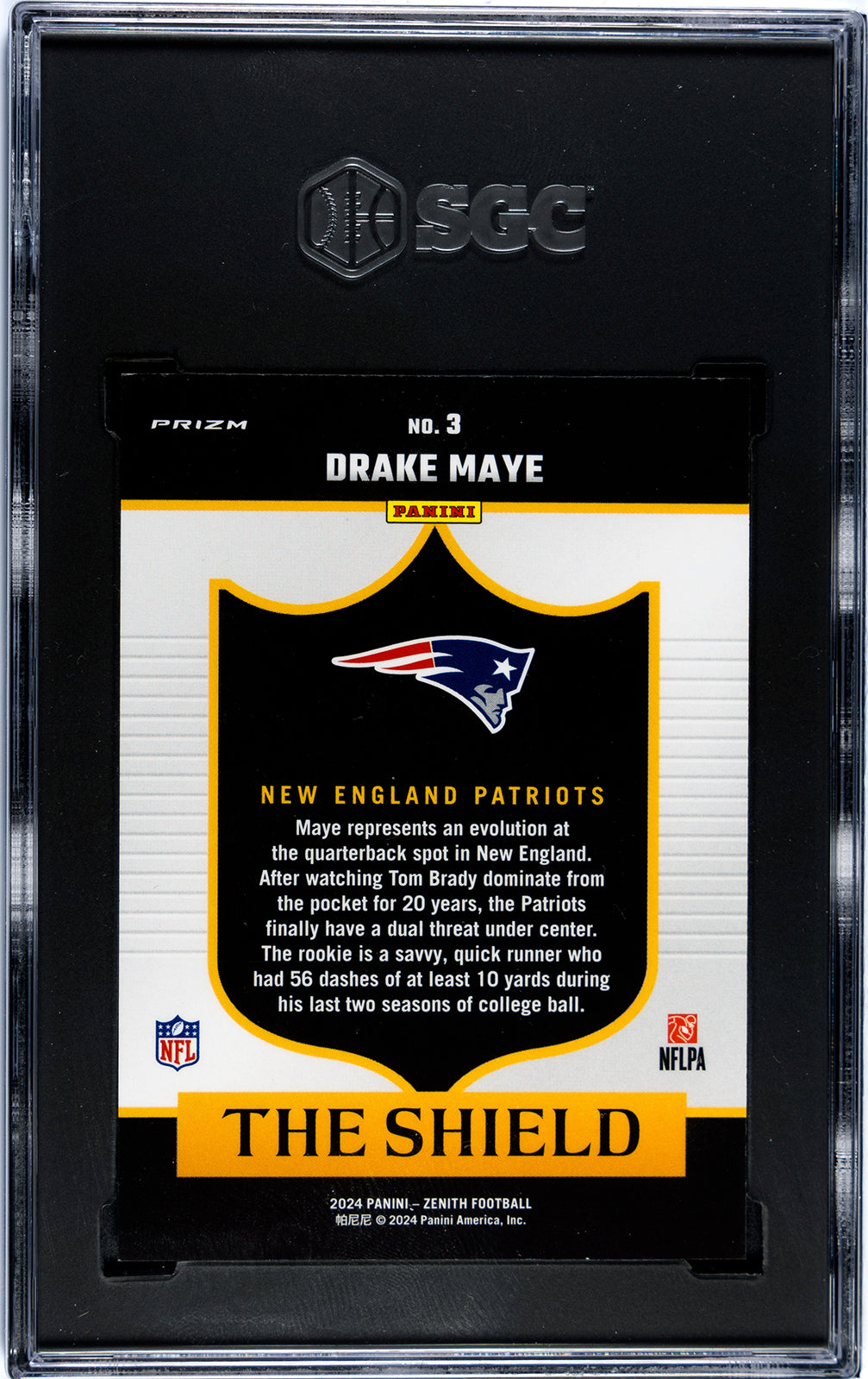 2024 Panini Zenith * Drake Maye * The Shield RC #3 * SGC