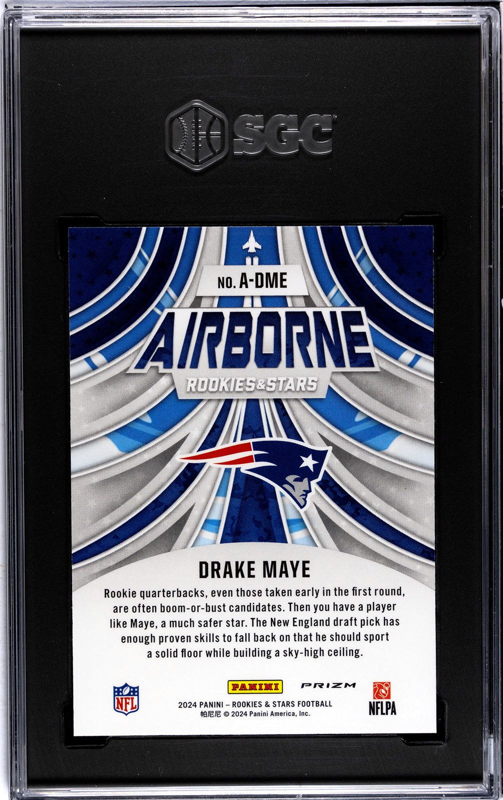 2024 Panini Rookies & Stars * Drake Maye * Airborne RC #A-DME * SGC