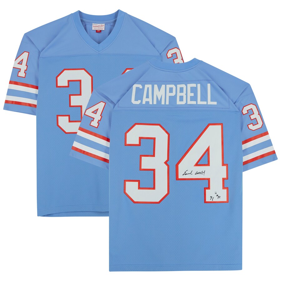 Earl Campbell Houston Oilers Signed Jersey * Mitchell & Ness Blue with "HOF" Inscription