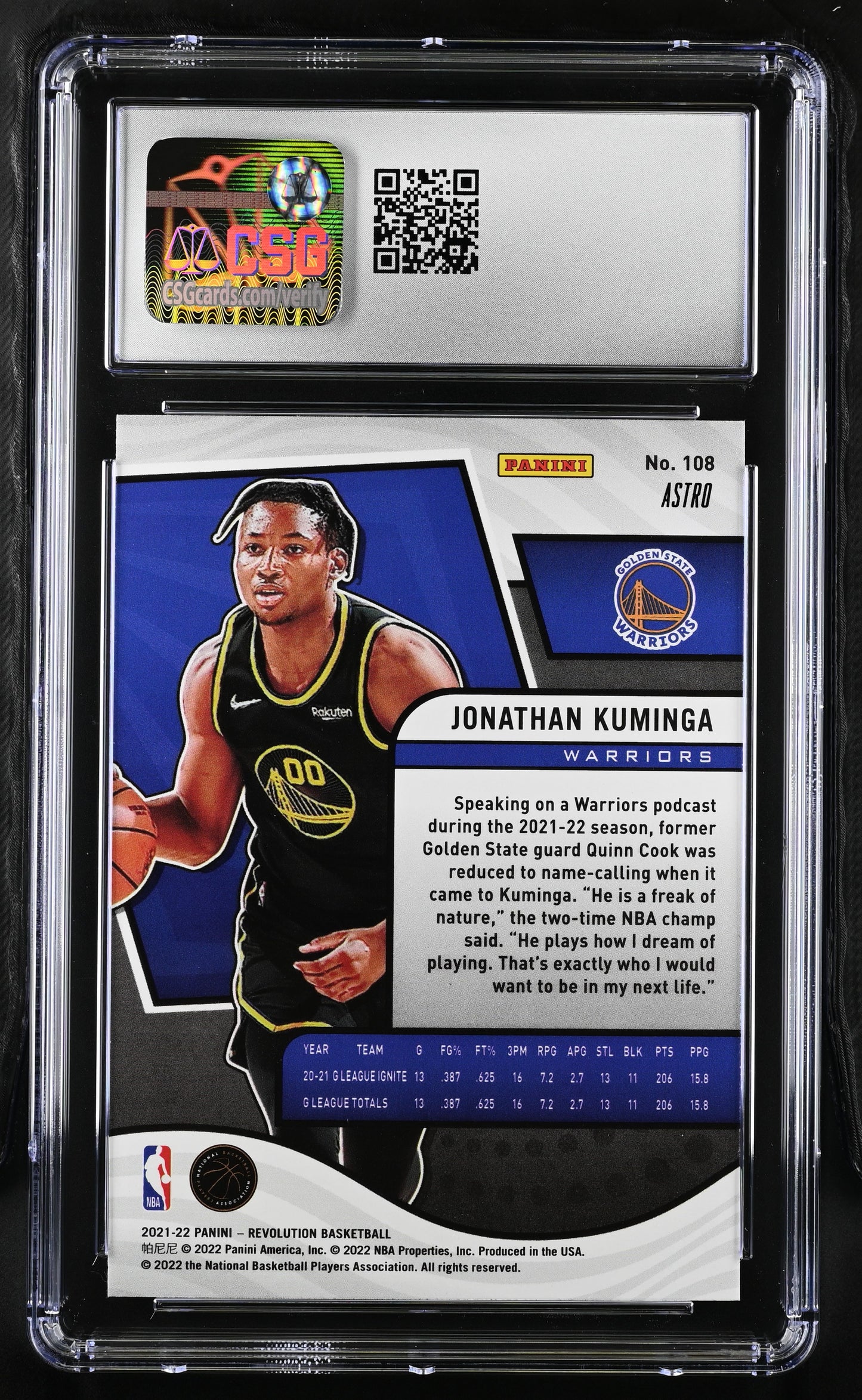 2021-22 Panini Revolution * Jonathan Kuminga * Astro RC #108 * CSG 9