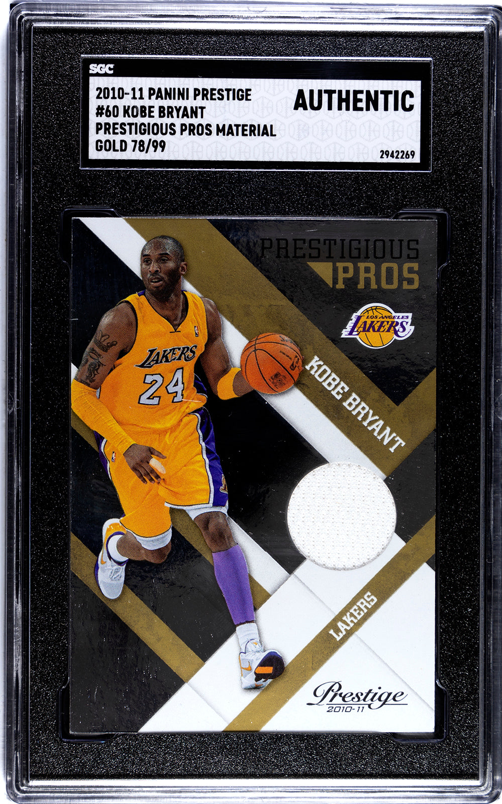 2010-11 Panini Prestige * Kobe Bryant * #78/99 Game Worn Jersey #60