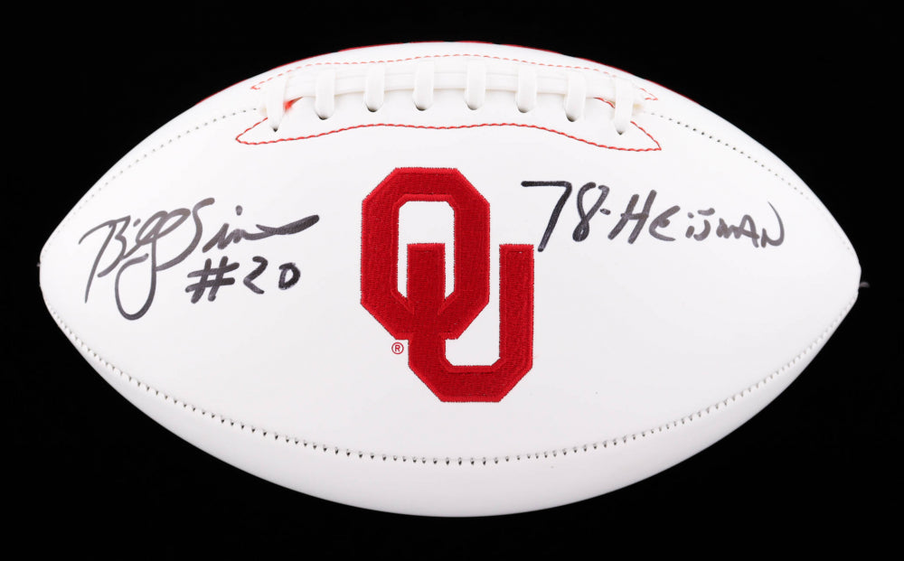 Billy Sims Signed 78 Heisman Inscription Oklahoma Sooners Football - In Display