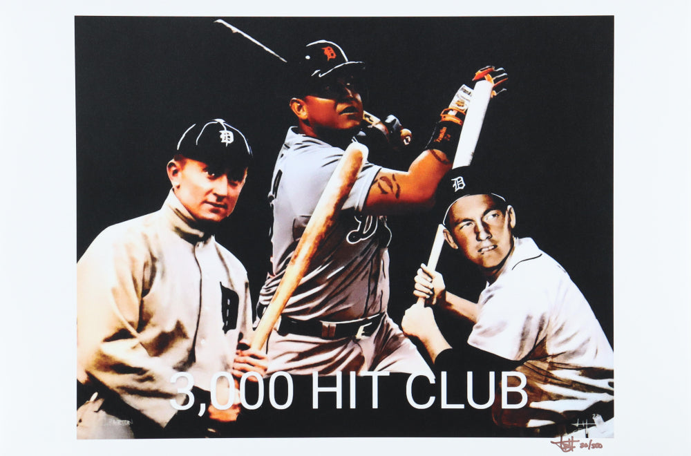 Miguel Cabrera, Al Kaline & Ty Cobb - Tigers - Joshua Barton Signed LE 12x18 Lithograph #/500
