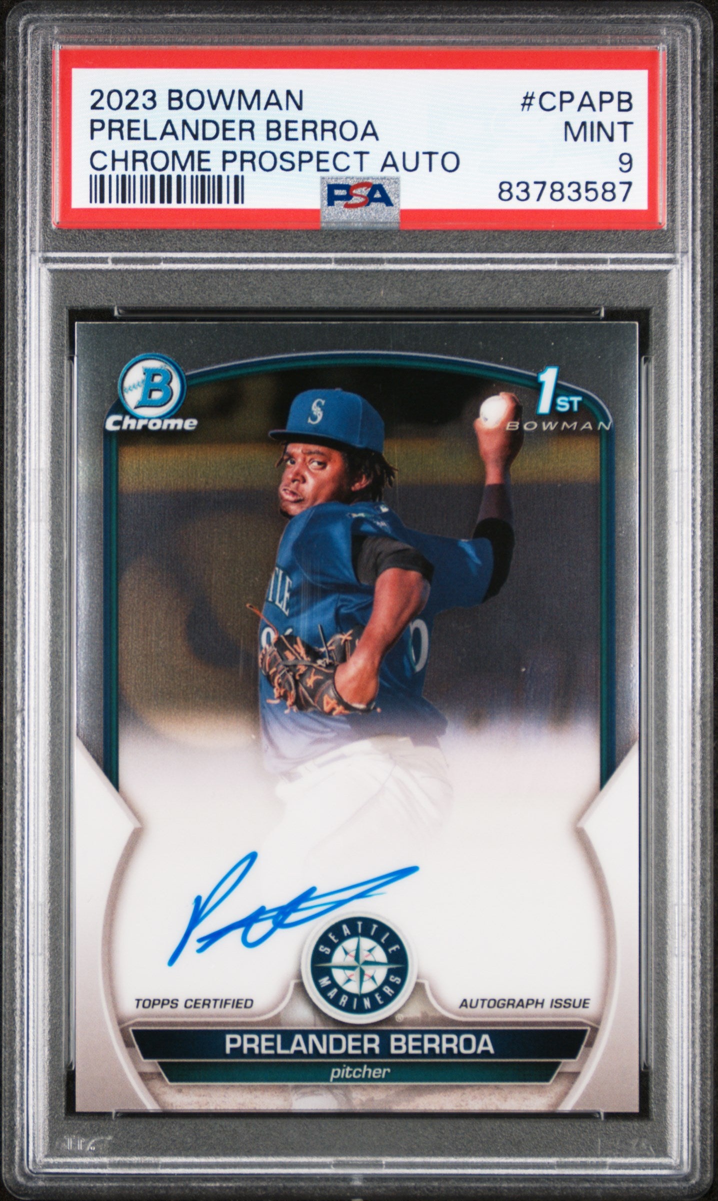 2023 Bowman * Prelander Berroa * 1st Chrome Auto #CPA-PB * PSA 9