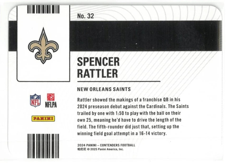 2024 Panini Contenders * Spencer Rattler * Permit To Dominate RC #32