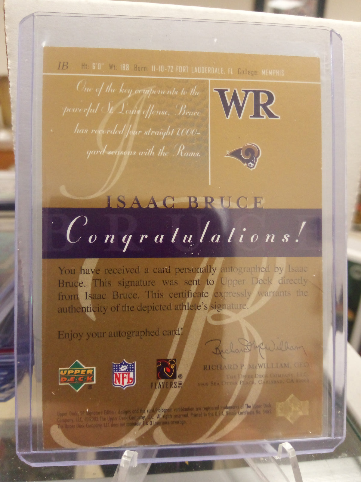 2003 Upper Deck SP * Isaac Bruce * Auto #SE-IB