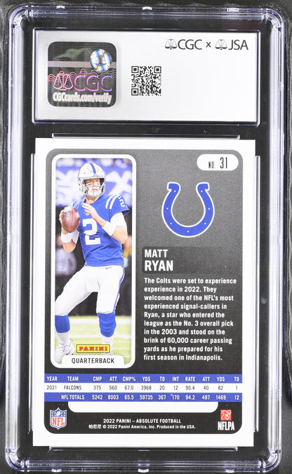 2021 Panini Absolute * Matt Ryan * Auto #31 * CGC /JSA