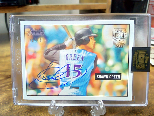 2022 Topps Archives Signatures * Shawn Green * #29/44 Auto 05 Bowman Heritage #167