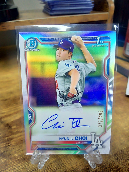 2021 Bowman Chrome * Hyun-Il CHoi * #377/499 1st Bowman Refractor Auto #CPA-HC