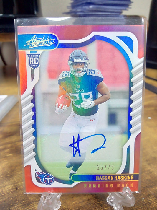 2022 Panini Absolute * Hassan Haskins * #25/75 RC Auto Red #142