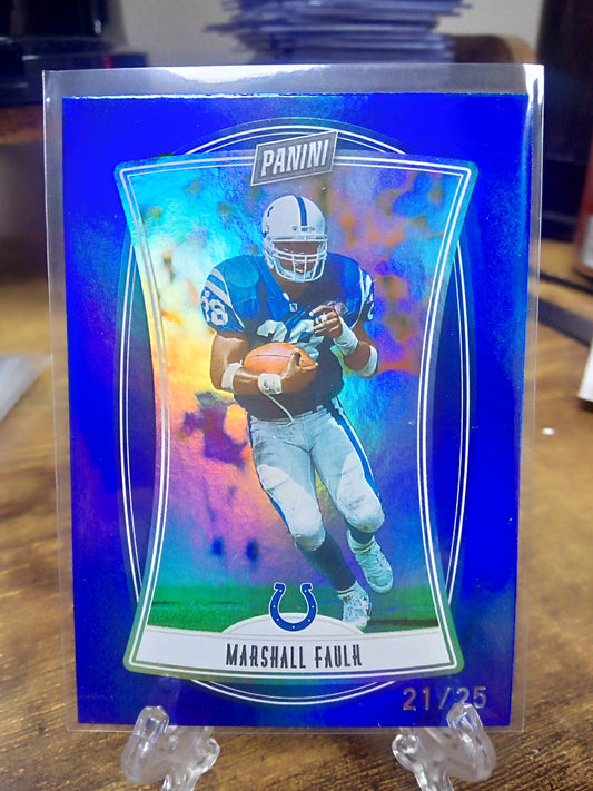 2022 Panini Player of the Day * Marshall Faulk * #21/25 Blue Foil SP #91