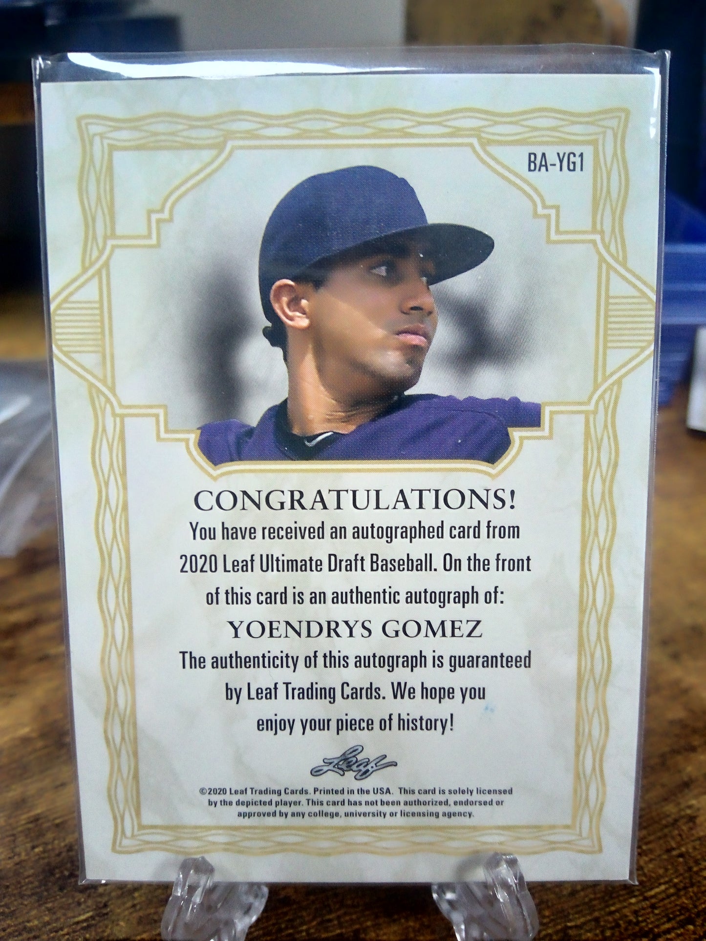 2020 Leaf Ultimate Draft * Yoendrys Gomez * #37/50 Platinum XRC Auto #BA-YG1