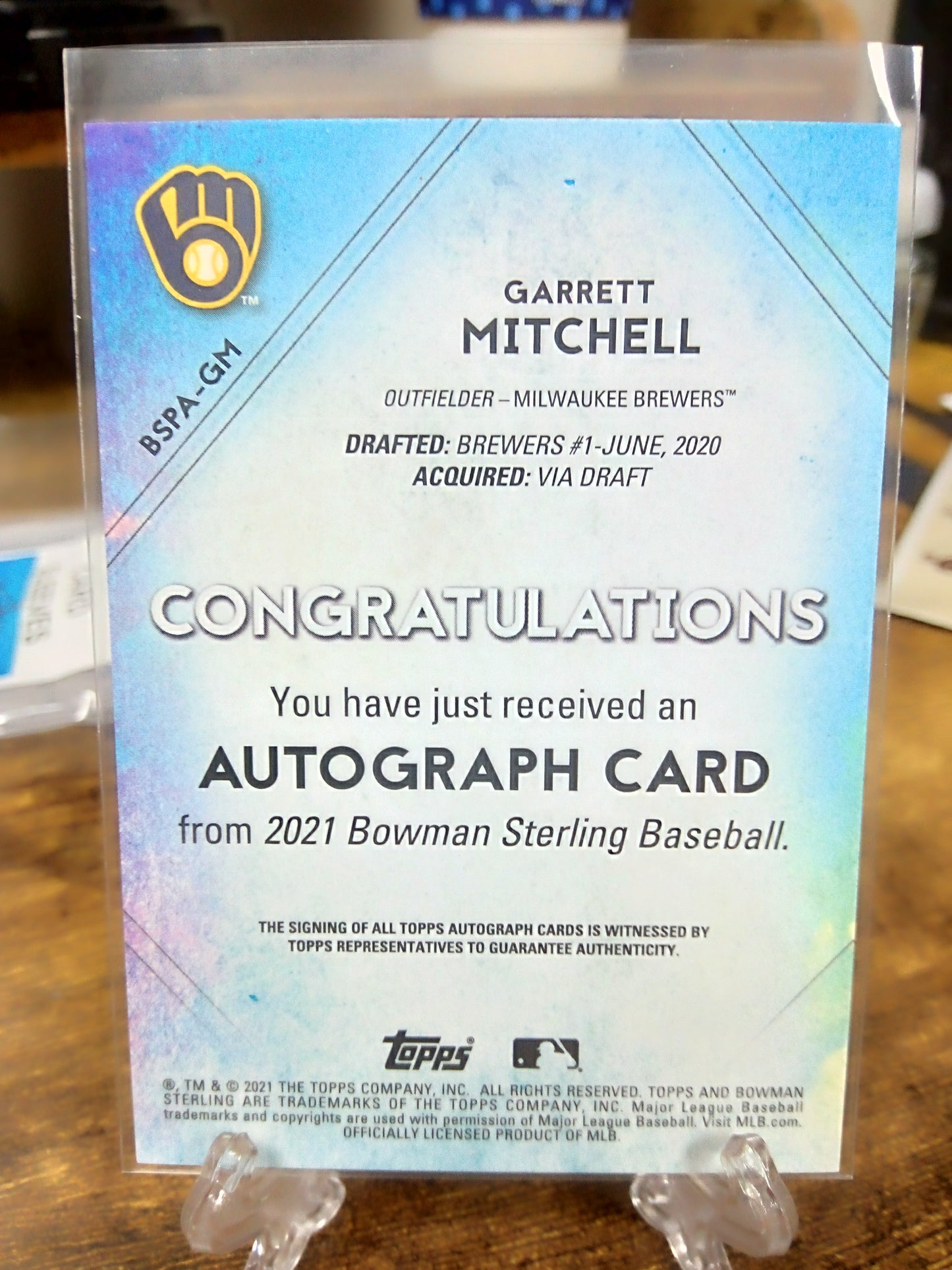 2021 Bowman Sterling * Garrett Mitchell * #70/75 Orange Auto #BSPA-GM