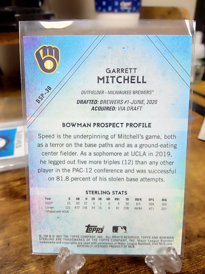 2021 Bowman Sterling * Garrett Mitchell * #21/25 Blue #BSP-38