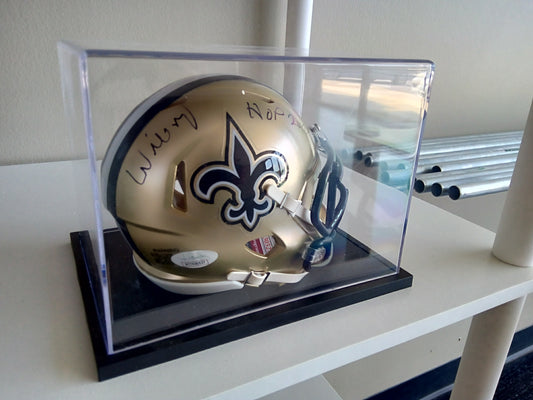 Willie Roaf Signed Saints Mini Helmet In Display