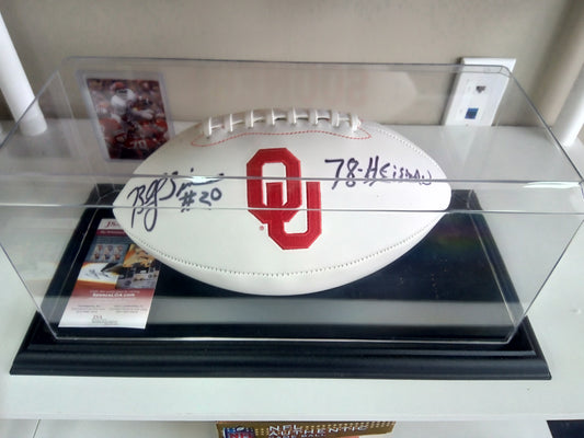 Billy Sims Signed 78 Heisman Inscription Oklahoma Sooners Football - In Display