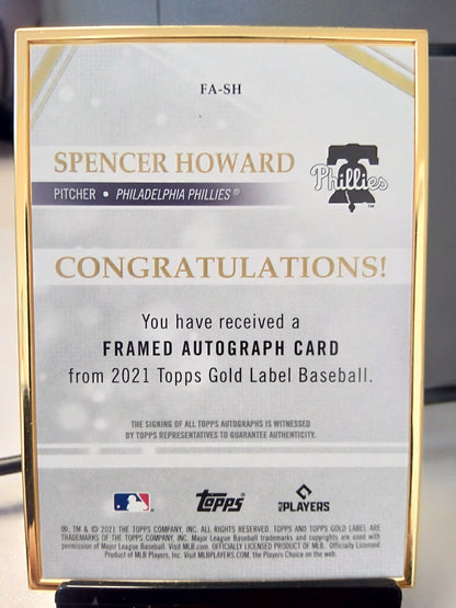 2021 Topps Gold Label * Spencer Howard * #21/25 Gold Framed RC Auto Red #FA-SH