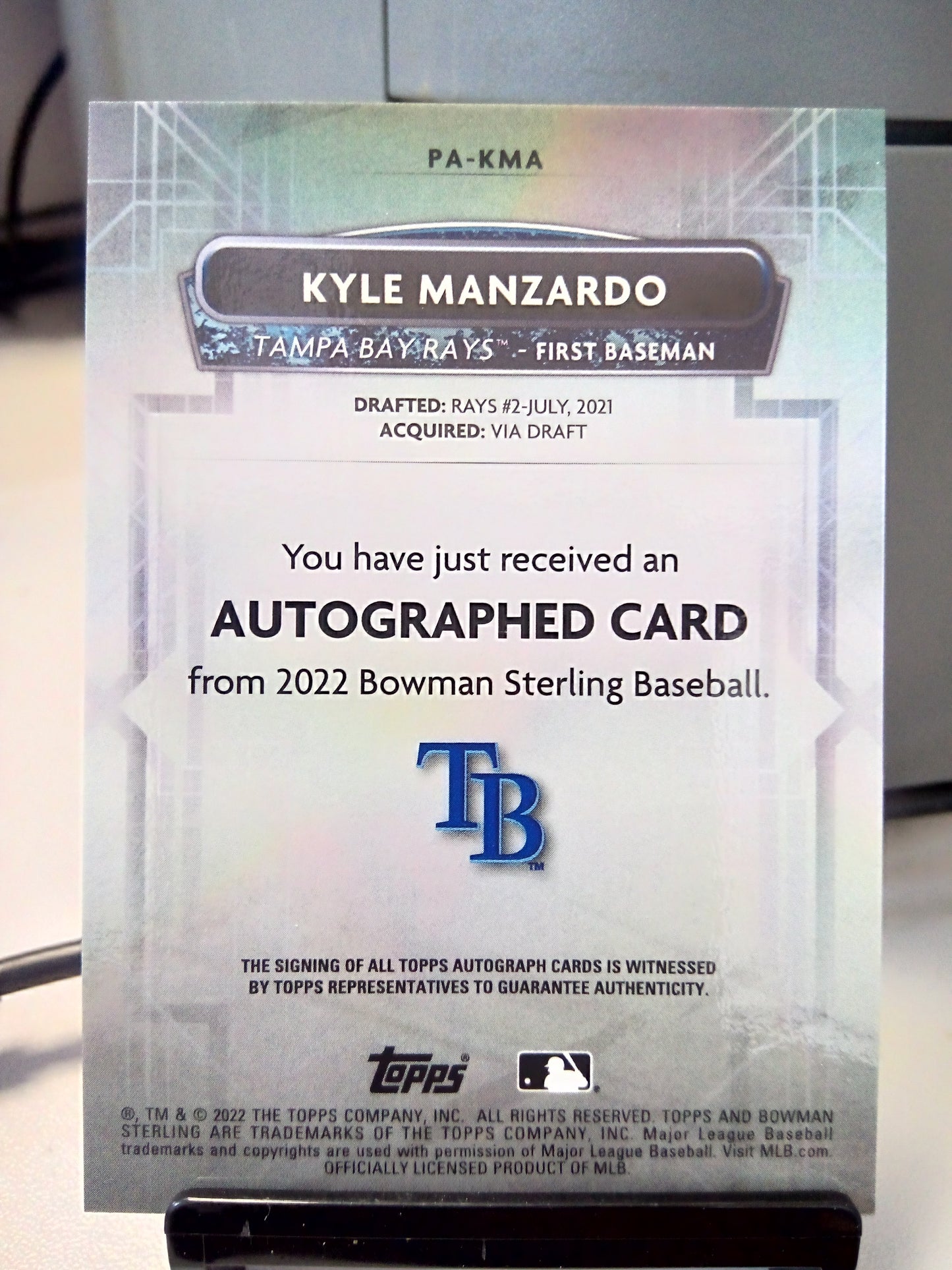 2022 Bowman Sterling * Kyle Manzardo * Prospect Auto #PA-KMA