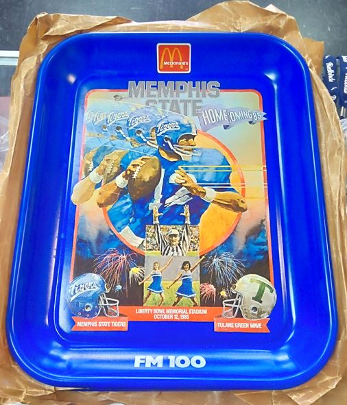 Vintage McDonalds / FM100 / Memphis State vs Tulane Homecoming 1985 Football Metal Tray - 50% OFF