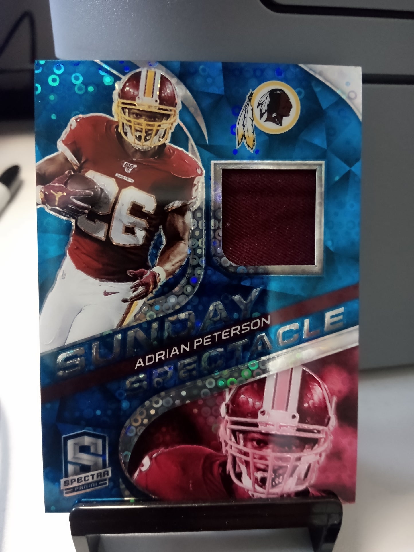 2020 Panini Spectra * Adrian Peterson * #34/50 Sunday Spectacle Relics Neon Blue Prizm #28