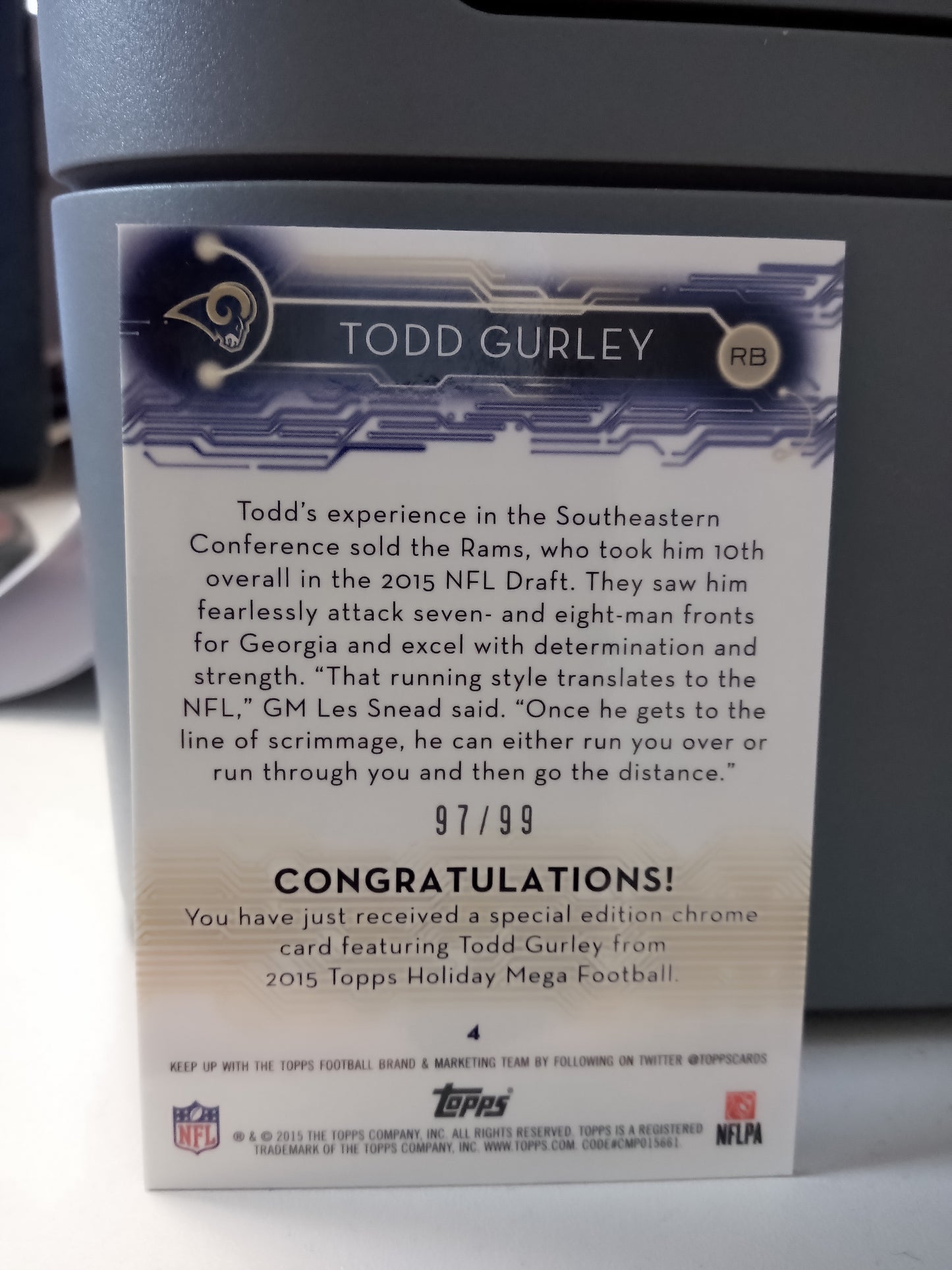 2015 Topps Mega * Todd Gurley * #97/99 Chrome Pulsar RC #4 - $10 OFF