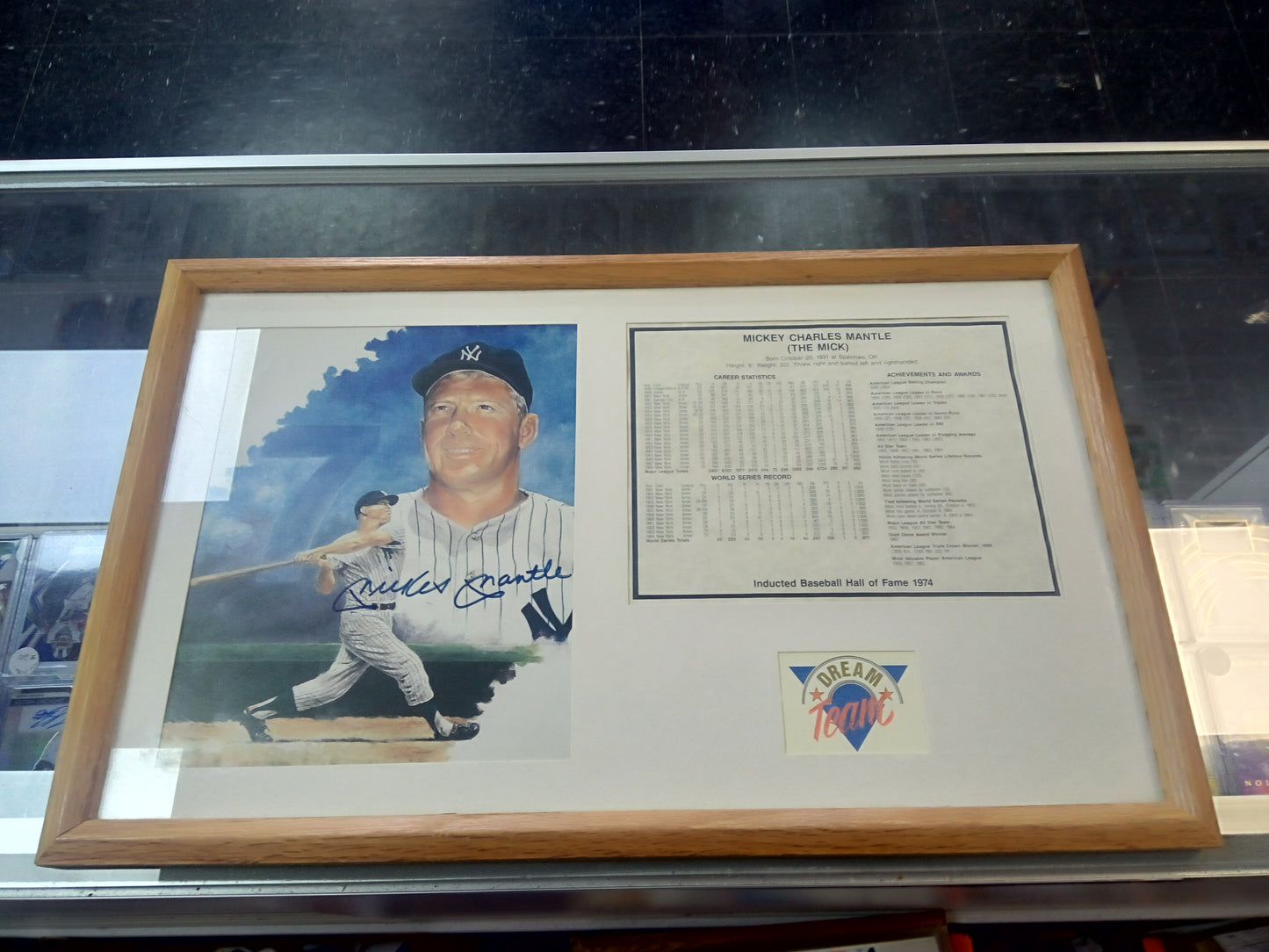 Mickey Mantle Signed & Matted 12x20 Framed Career Highlights / Stats