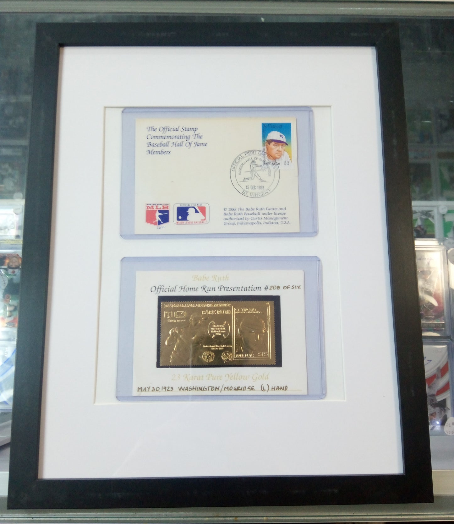 Babe Ruth Postcard / Gold Stamp Display